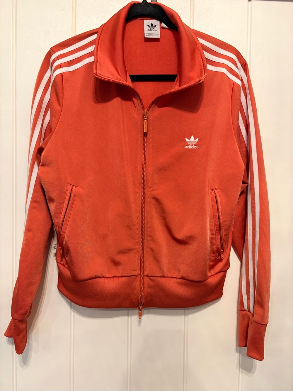 adidas Orange Track Jacket with White Three-Stripes